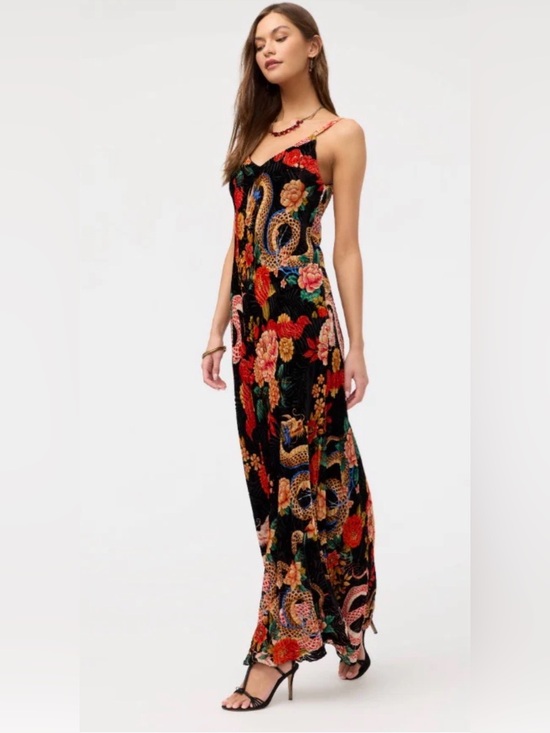Johnny Was Dresses & Skirts - FARM RIO Kanako V-Neck Spaghetti Strap Maxi Dress Burnout Velvet Floral Sz M NWT